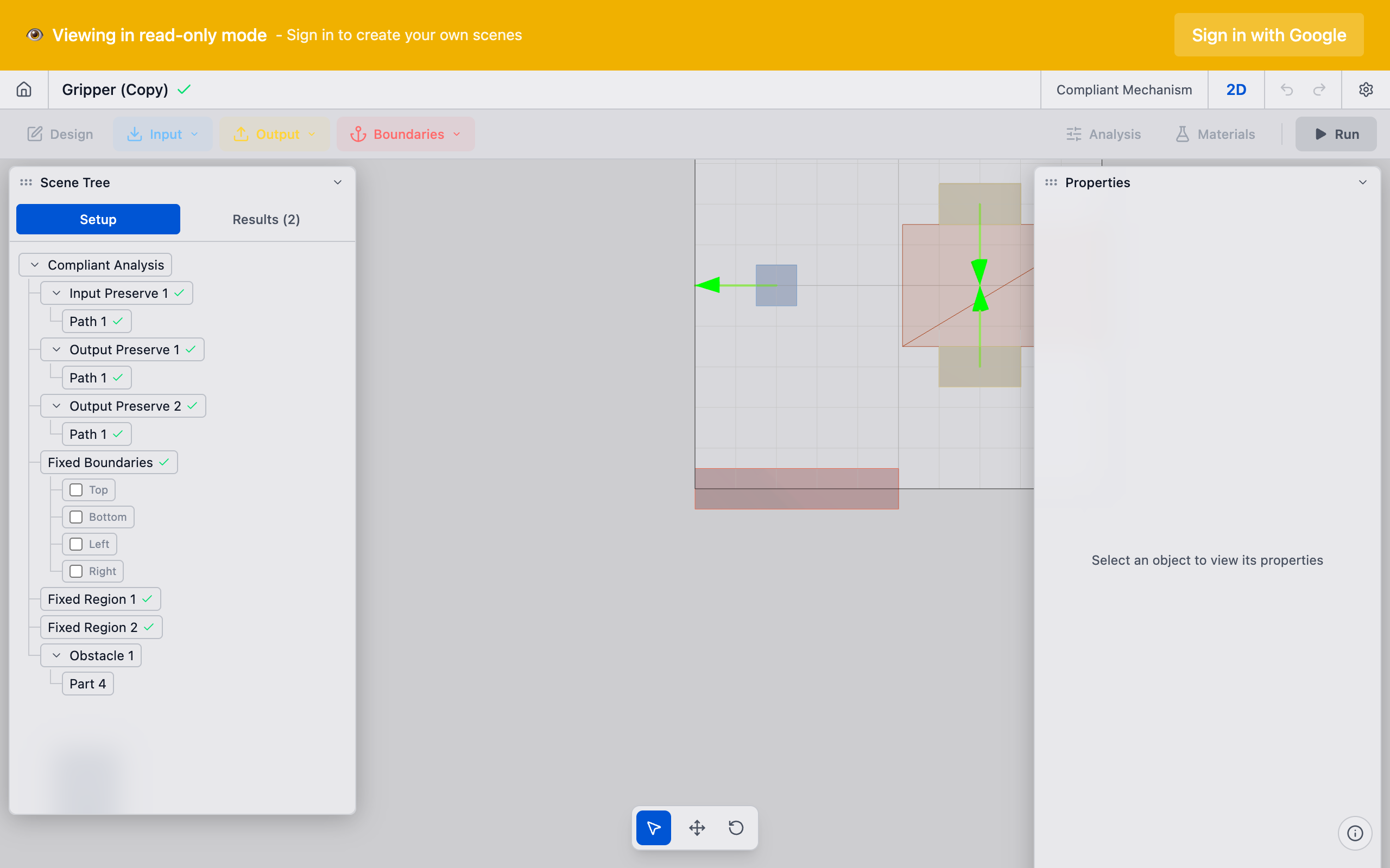 Design space with preserves highlighted