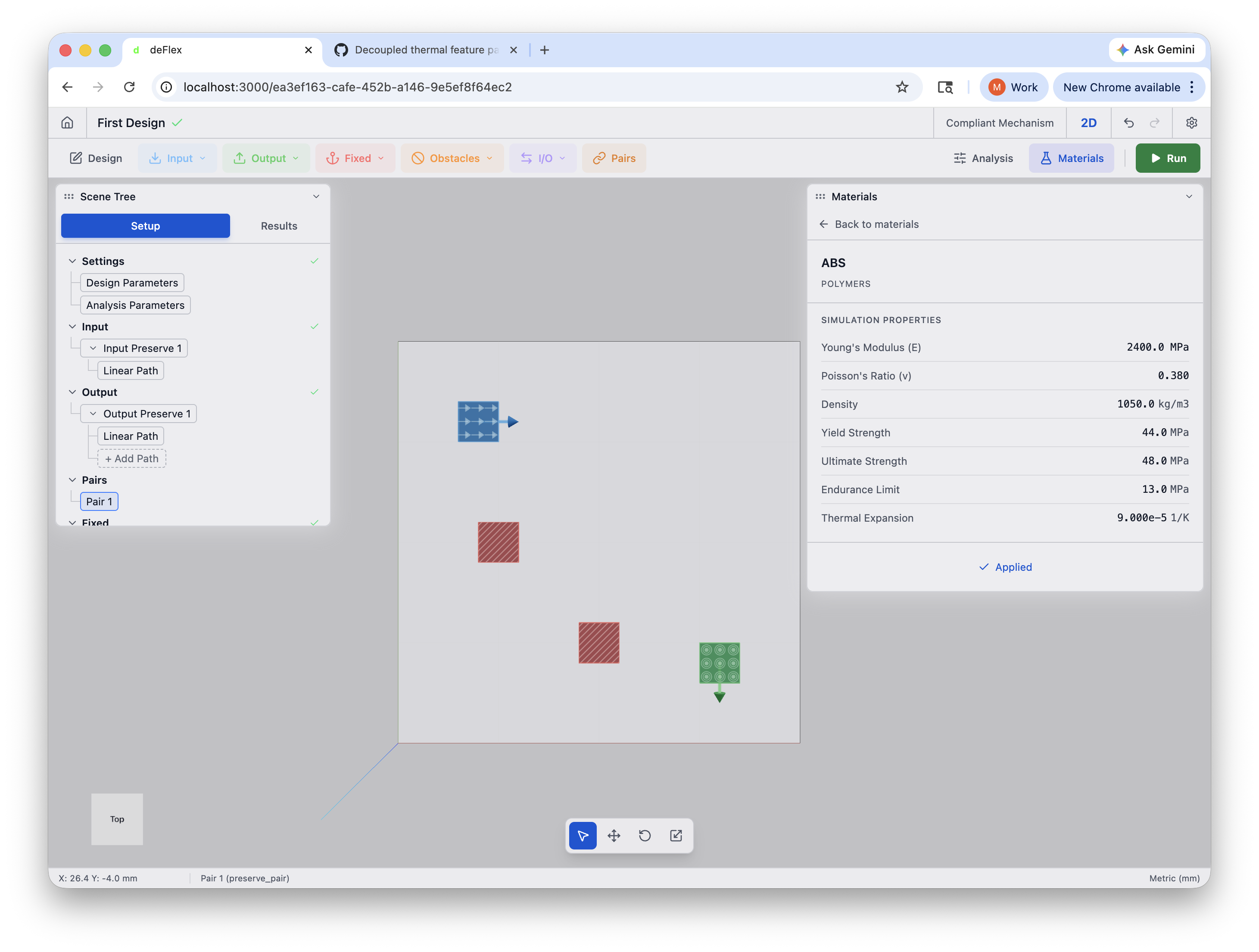 Material selection panel